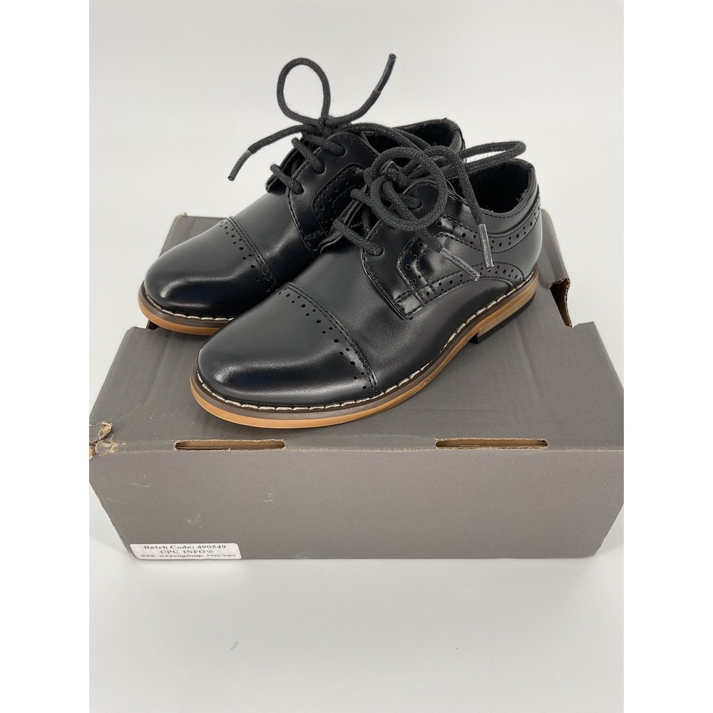 Stacy Adams Kids Boys Dress Shoes Black Dickinson Cap Toe Brogue Oxfords Size 6